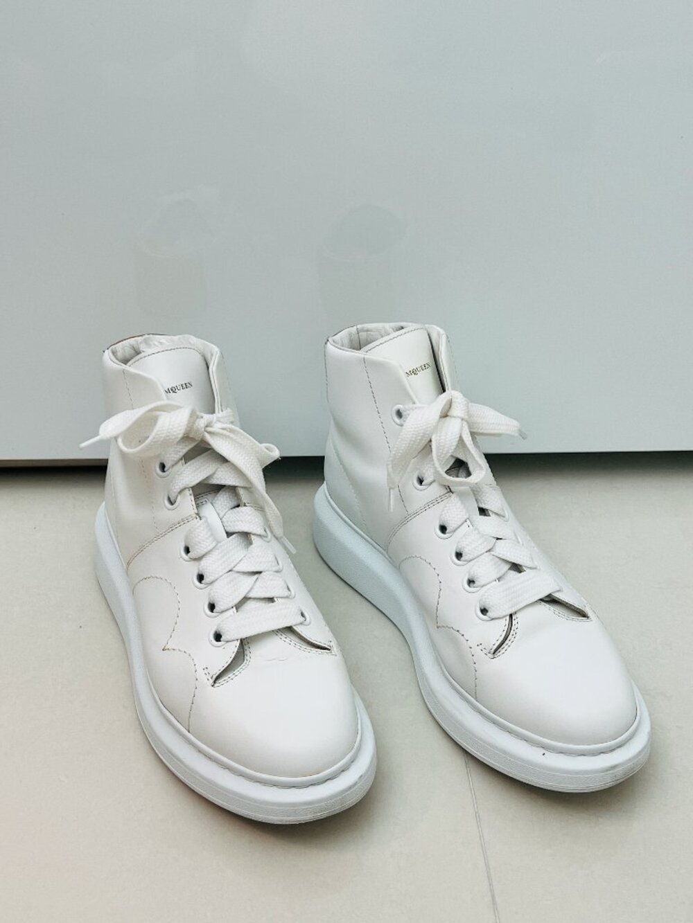 ALEXANDER MCQUEEN White Platform High-Top Sneakers IT 40 / US 9.5